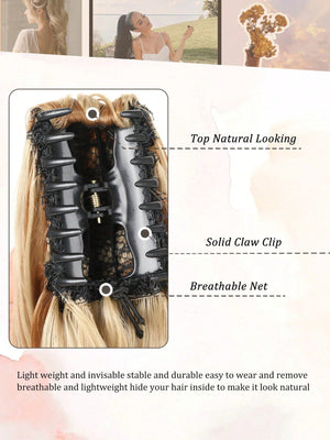 Claw Clip Ponytail Extension Curly Wavy Clip in Long Ponytails Hair Extensions Synthetic Hairpiece for Women - Negative Apparel
