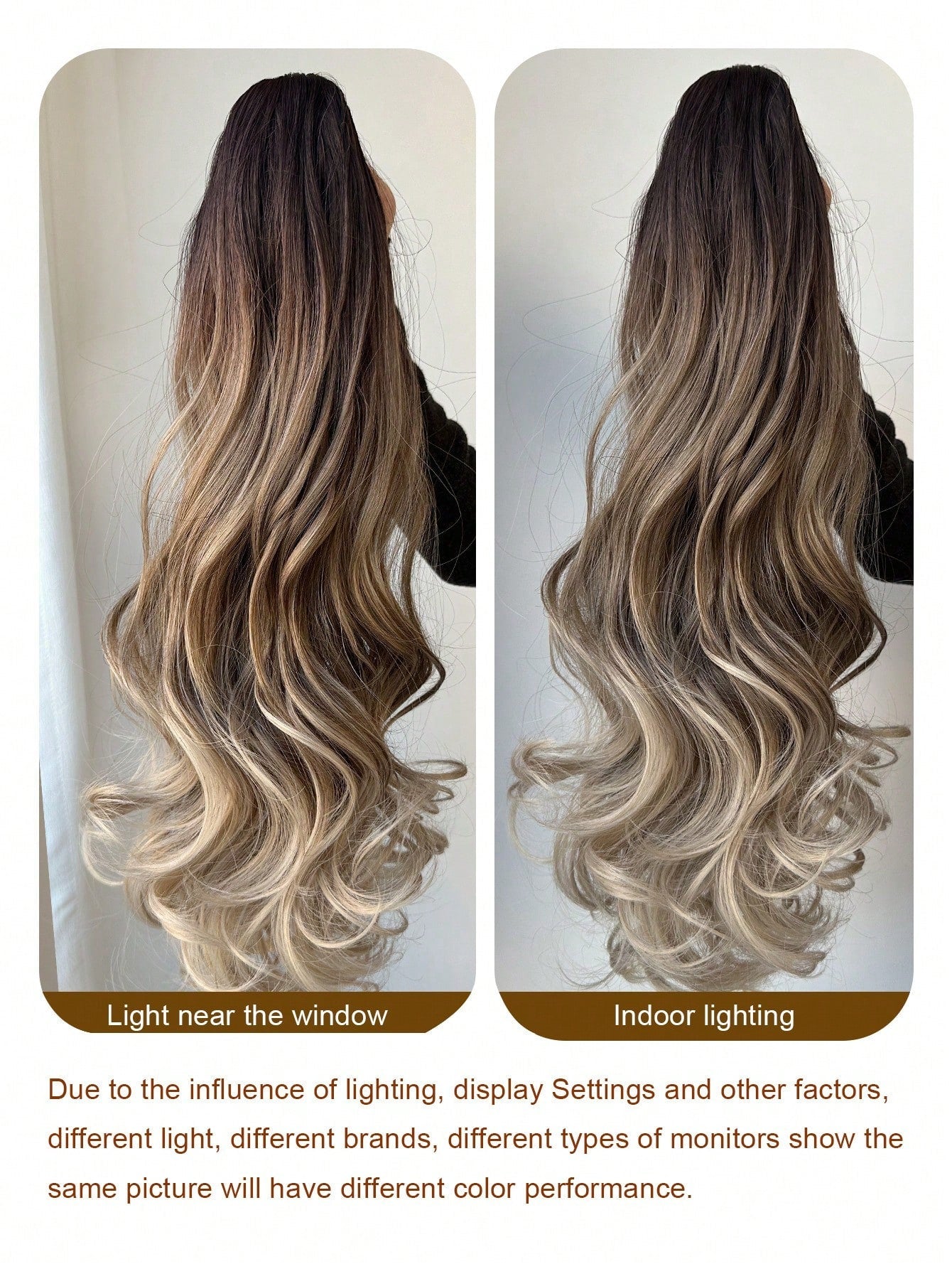 Claw Ponytail Extension 20 Inch Ombre Natural Wave Wavy Clip in Hair Extensions Soft Natural Looking Heat Resistant Fiber Synthetic Hairpiece For Women Daily Use - Negative Apparel