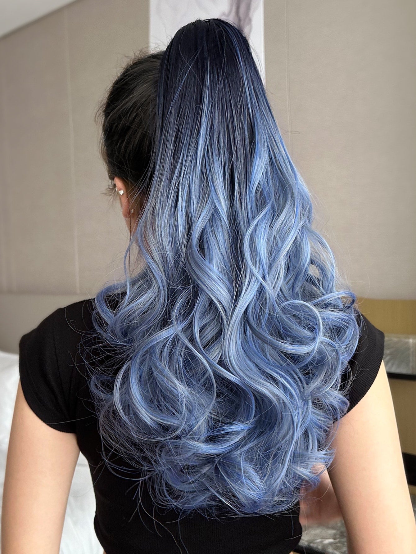 Claw Ponytail Extension 20 Inch Ombre Natural Wave Wavy Clip in Hair Extensions Soft Natural Looking Heat Resistant Fiber Synthetic Hairpiece For Women Daily Use - Negative Apparel