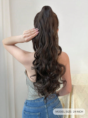 Claw Ponytail Extension 20 Inch Ombre Natural Wave Wavy Clip in Hair Extensions Soft Natural Looking Heat Resistant Fiber Synthetic Hairpiece For Women Daily Use - Negative Apparel