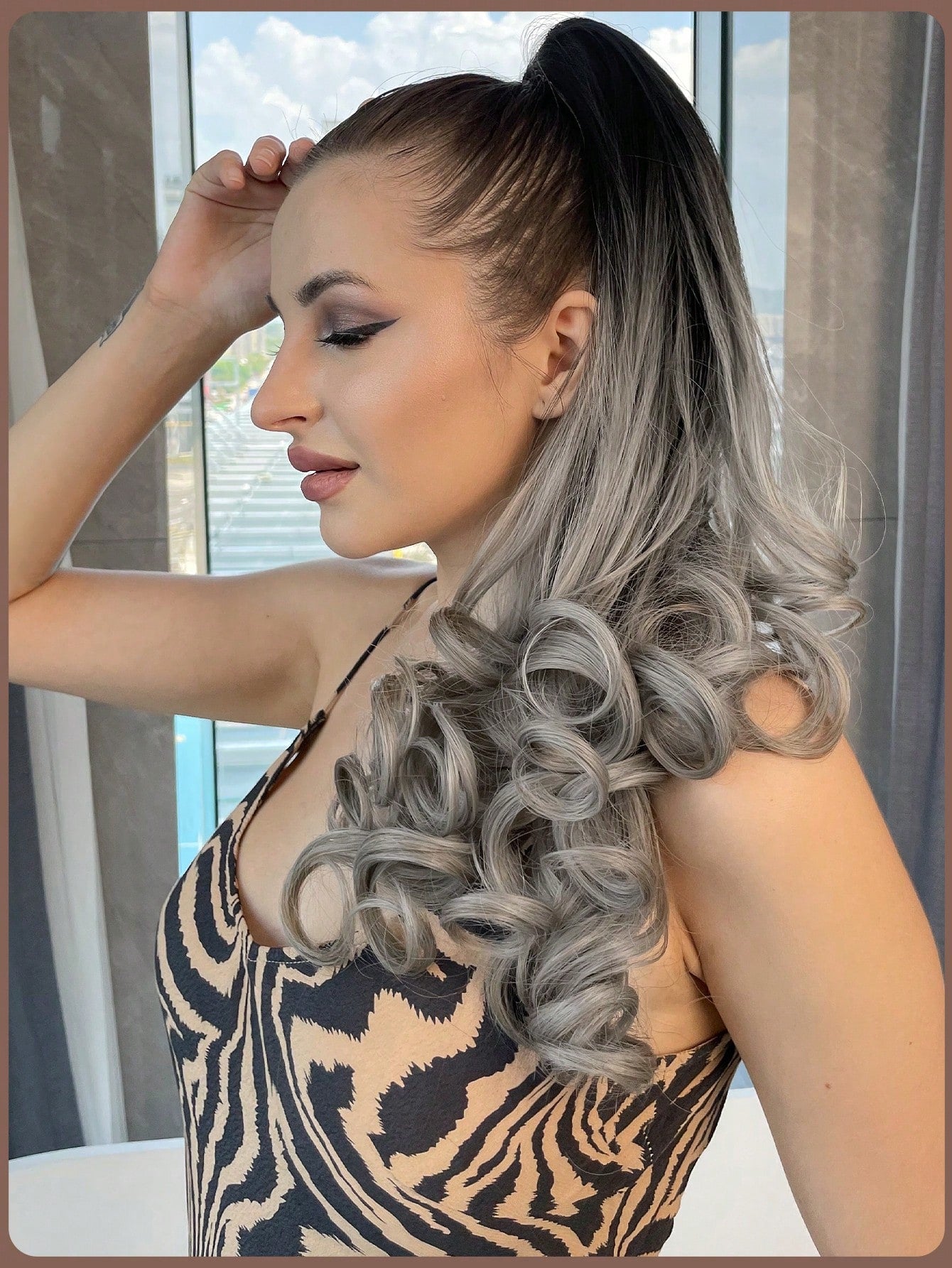 Claw Ponytail Extension 20 Inch Ombre Natural Wave Wavy Clip in Hair Extensions Soft Natural Looking Heat Resistant Fiber Synthetic Hairpiece For Women Daily Use - Negative Apparel