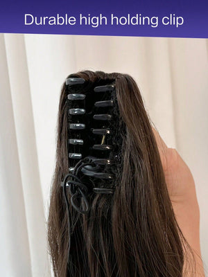 Claw Ponytail Extension 20 Inch Ombre Natural Wave Wavy Clip in Hair Extensions Soft Natural Looking Heat Resistant Fiber Synthetic Hairpiece For Women Daily Use - Negative Apparel