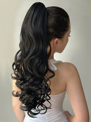 Claw Ponytail Extension 20 Inch Ombre Natural Wave Wavy Clip in Hair Extensions Soft Natural Looking Heat Resistant Fiber Synthetic Hairpiece For Women Daily Use - Negative Apparel