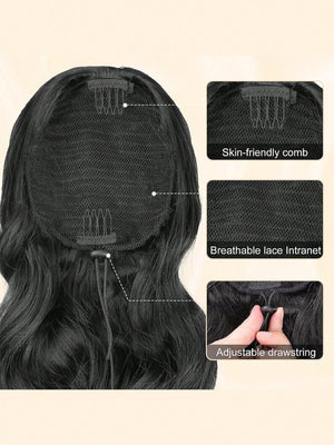 Claw Ponytail Extension 20 Inch Ombre Natural Wave Wavy Clip in Hair Extensions Soft Natural Looking Heat Resistant Fiber Synthetic Hairpiece For Women Daily Use - Negative Apparel