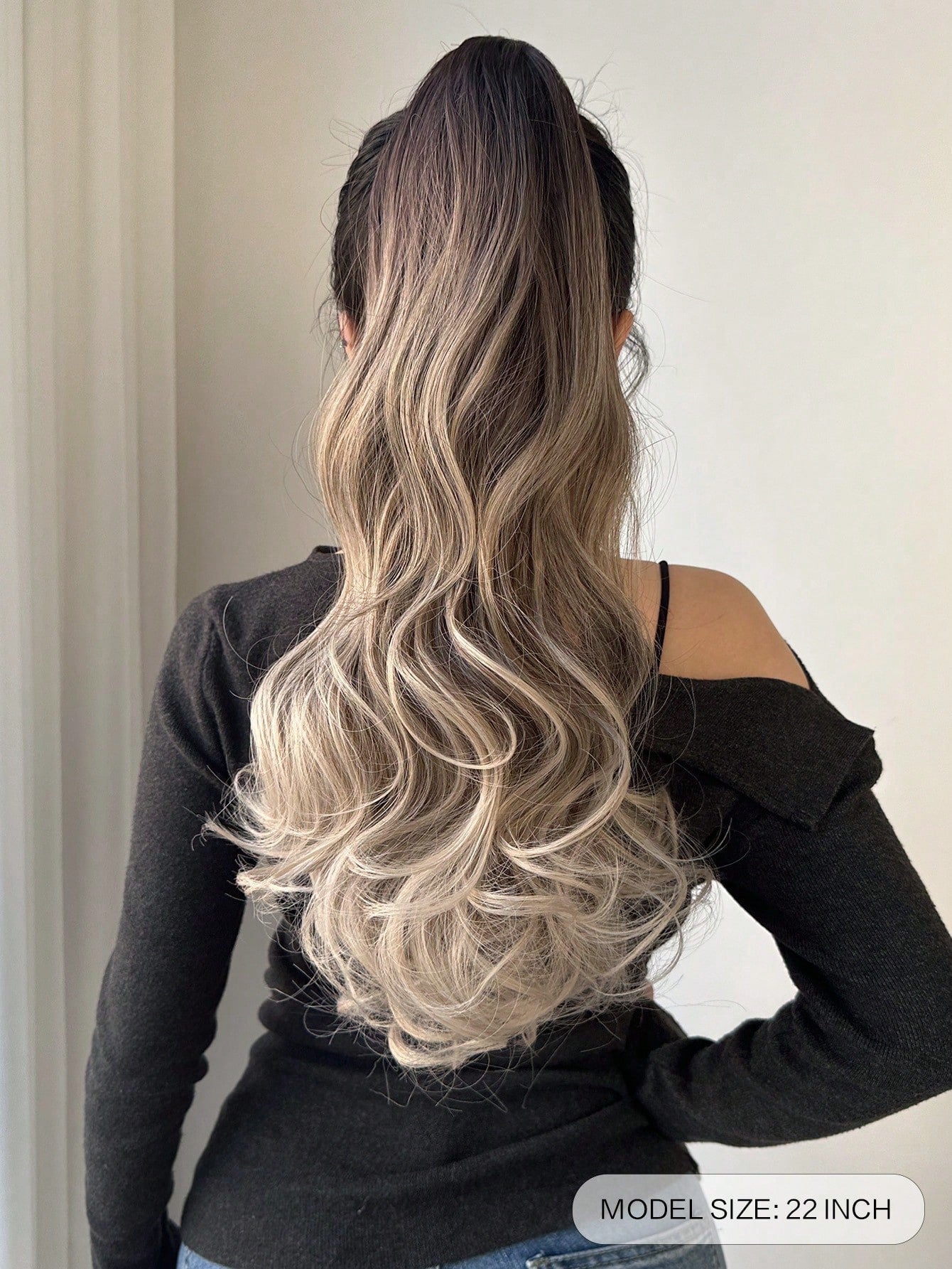 Claw Ponytail Extension 20 Inch Ombre Natural Wave Wavy Clip in Hair Extensions Soft Natural Looking Heat Resistant Fiber Synthetic Hairpiece For Women Daily Use - Negative Apparel