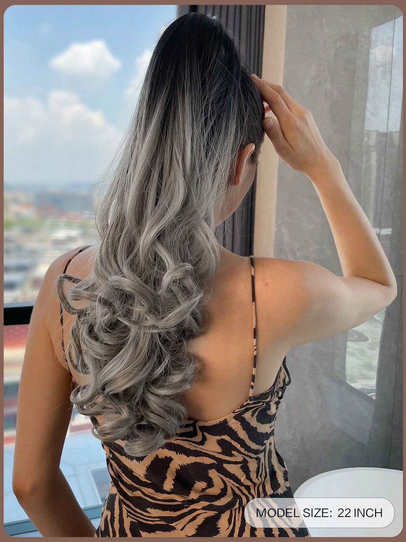 Claw Ponytail Extension 20 Inch Ombre Natural Wave Wavy Clip in Hair Extensions Soft Natural Looking Heat Resistant Fiber Synthetic Hairpiece For Women Daily Use - Negative Apparel