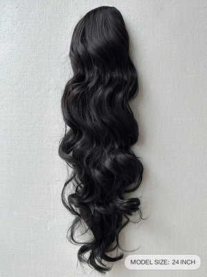 Claw Ponytail Extension 20 Inch Ombre Natural Wave Wavy Clip in Hair Extensions Soft Natural Looking Heat Resistant Fiber Synthetic Hairpiece For Women Daily Use - Negative Apparel