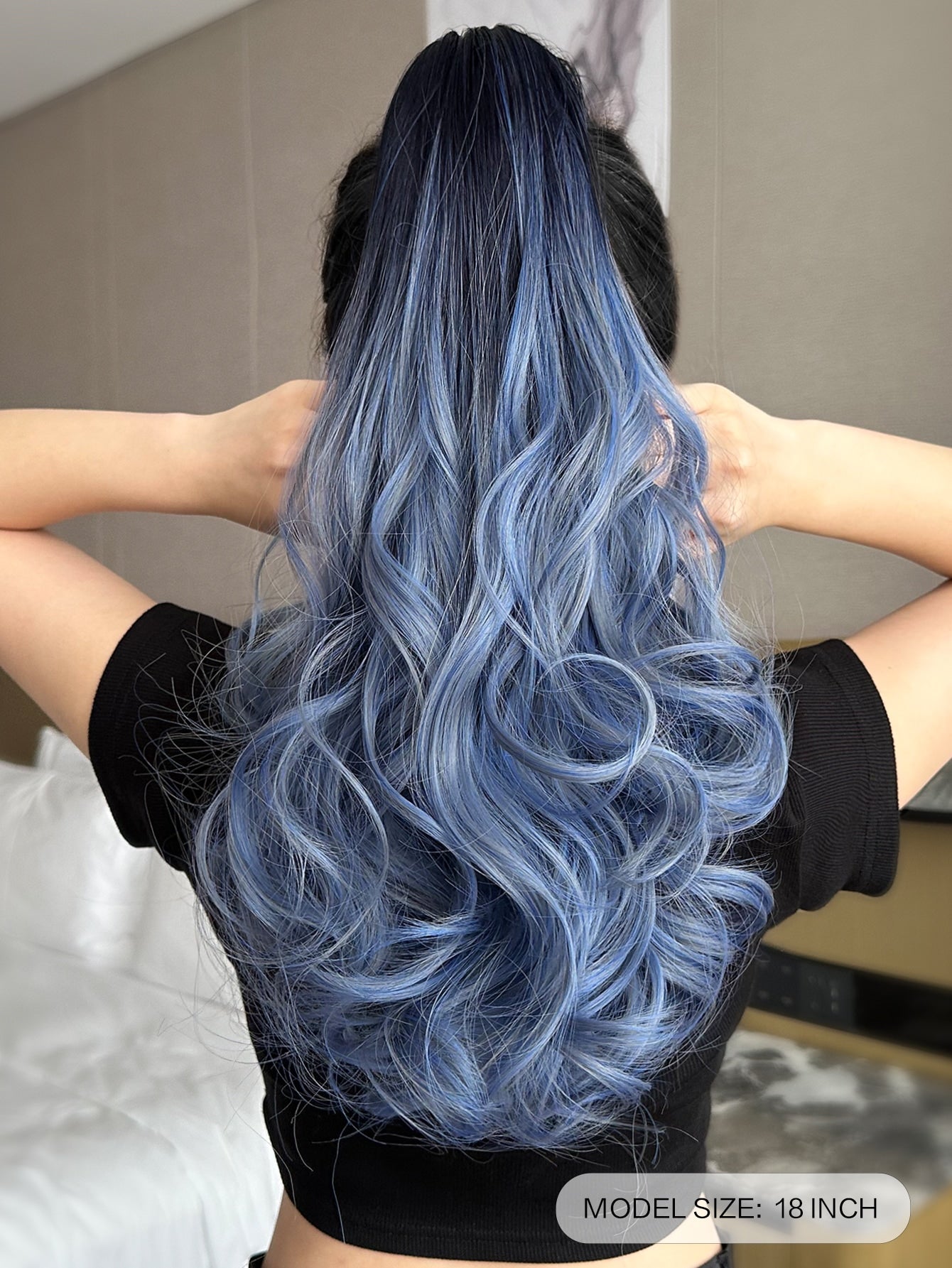 Claw Ponytail Extension 20 Inch Ombre Natural Wave Wavy Clip in Hair Extensions Soft Natural Looking Heat Resistant Fiber Synthetic Hairpiece For Women Daily Use - Negative Apparel