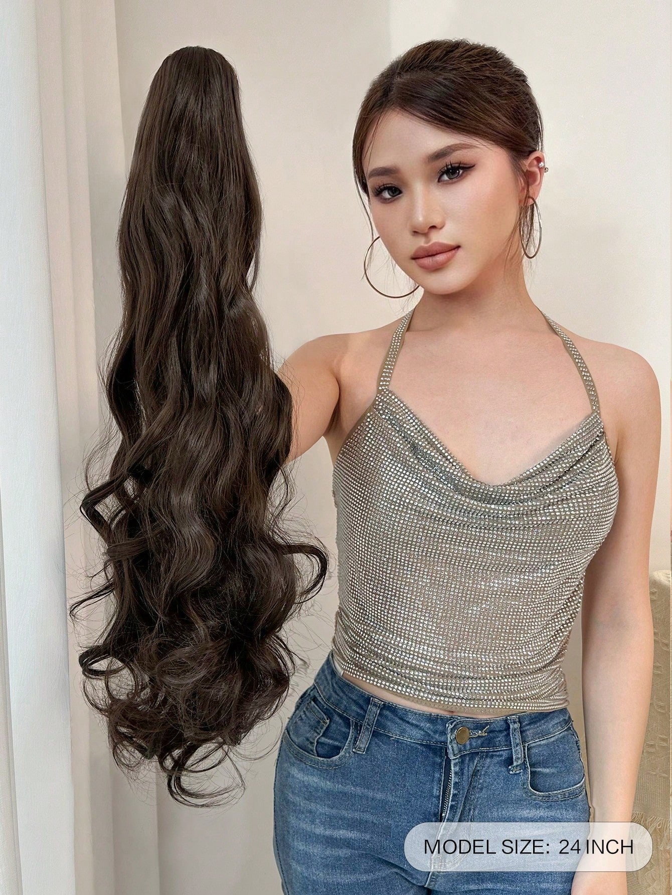 Claw Ponytail Extension 20 Inch Ombre Natural Wave Wavy Clip in Hair Extensions Soft Natural Looking Heat Resistant Fiber Synthetic Hairpiece For Women Daily Use - Negative Apparel