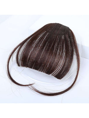 Clip In Bangs Front Neat Black Brown Bangs Hairpiece Synthetic Fake False Hair Piece Bangs Hairpiece Clip In Hair Extensions For Women Heat Resistant - Negative Apparel