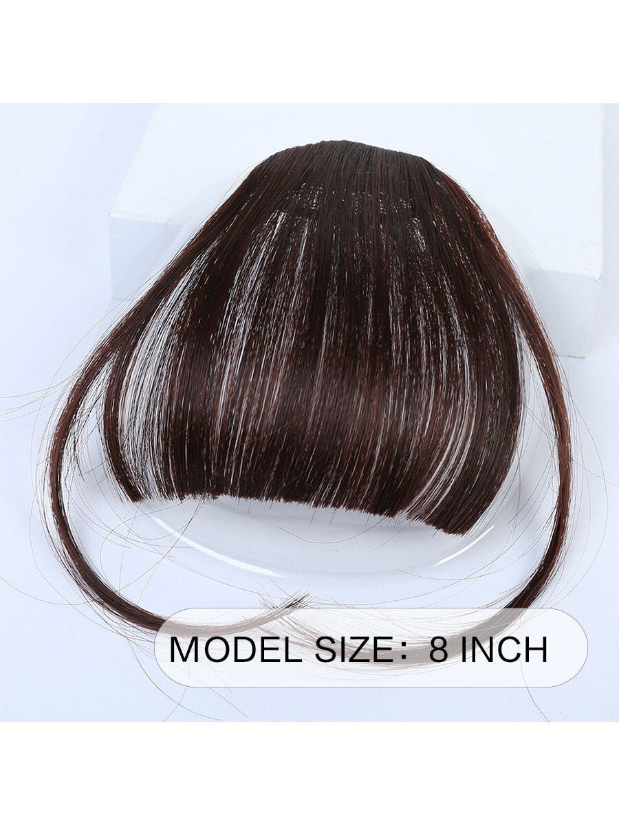 Clip In Bangs Front Neat Black Brown Bangs Hairpiece Synthetic Fake False Hair Piece Bangs Hairpiece Clip In Hair Extensions For Women Heat Resistant - Negative Apparel
