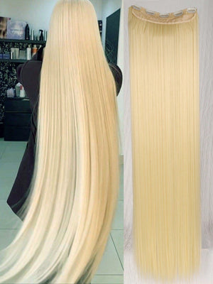 Clip In Hair Extensions 20-40 Inch Extra long Straight Brown Mixed Blonde Fake Hairpiece 5 Clips Synthetic Hair Extensions For Women Daily Use - Negative Apparel