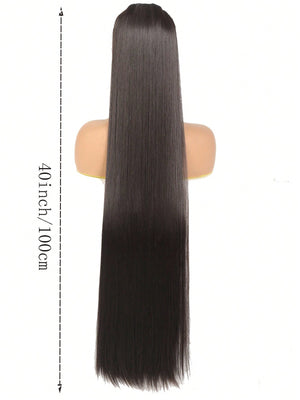 Clip In Hair Extensions 20-40 Inch Extra long Straight Brown Mixed Blonde Fake Hairpiece 5 Clips Synthetic Hair Extensions For Women Daily Use - Negative Apparel