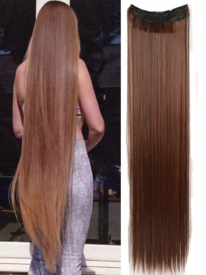 Clip In Hair Extensions 20-40 Inch Extra long Straight Brown Mixed Blonde Fake Hairpiece 5 Clips Synthetic Hair Extensions For Women Daily Use - Negative Apparel