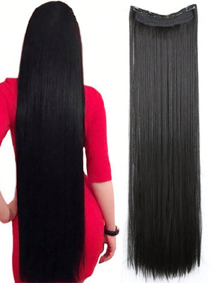 Clip In Hair Extensions 20-40 Inch Extra long Straight Brown Mixed Blonde Fake Hairpiece 5 Clips Synthetic Hair Extensions For Women Daily Use - Negative Apparel