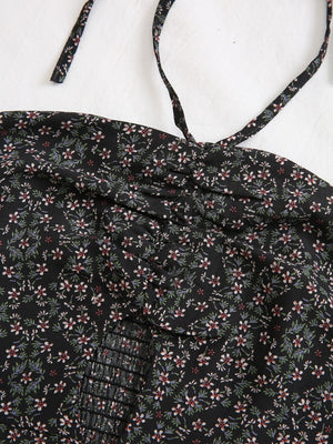 Cut Out Front Ditsy Floral Halter Top - Negative Apparel