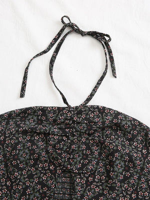 Cut Out Front Ditsy Floral Halter Top - Negative Apparel