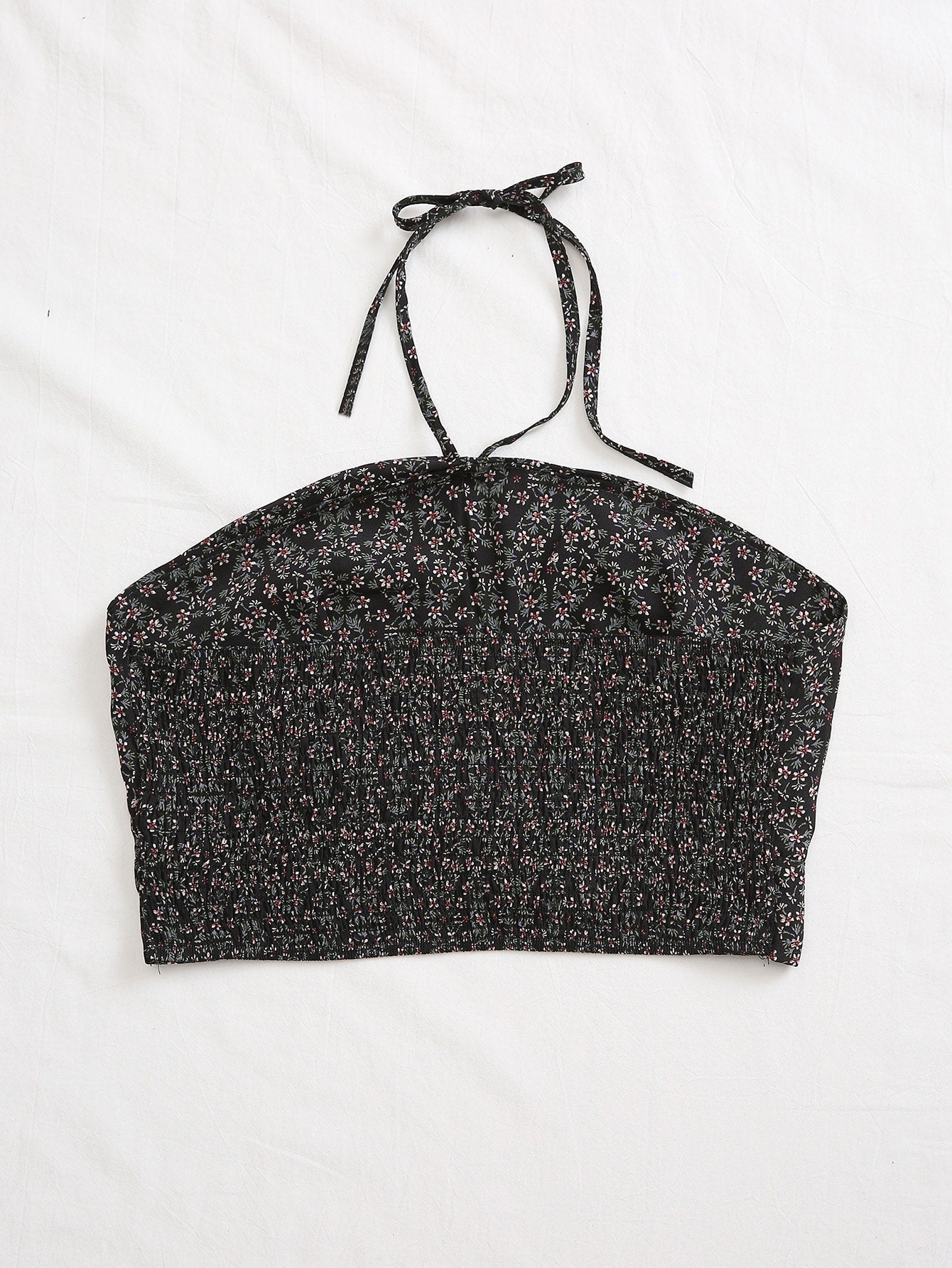 Cut Out Front Ditsy Floral Halter Top - Negative Apparel