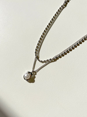 DAZY Faux Pearl Decor Geometric Charm Layered Necklace - Negative Apparel