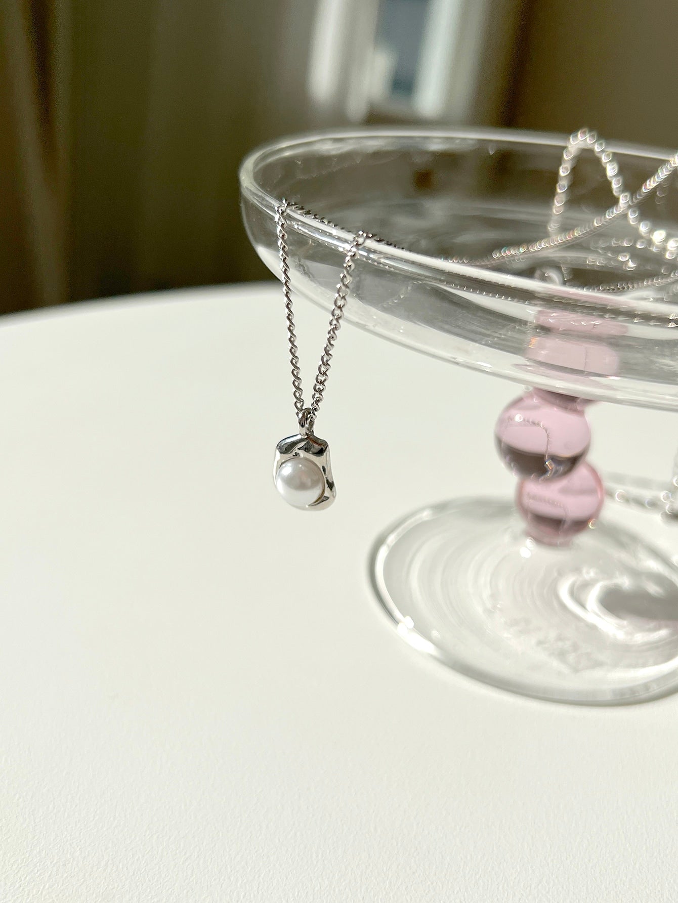 DAZY Faux Pearl Decor Geometric Charm Layered Necklace - Negative Apparel