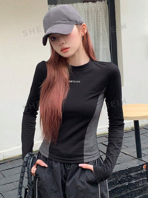 DAZY Letter Graphic Colorblock Tee - Negative Apparel