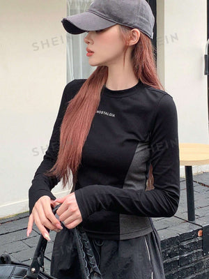 DAZY Letter Graphic Colorblock Tee - Negative Apparel