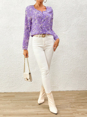 Ditsy Floral Print Blouse - Negative Apparel