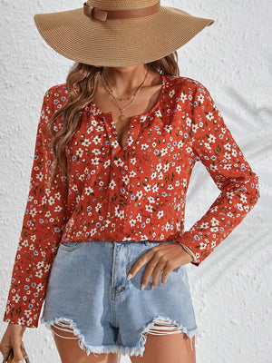 Ditsy Floral Print Blouse - Negative Apparel