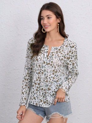 Ditsy Floral Print Blouse - Negative Apparel