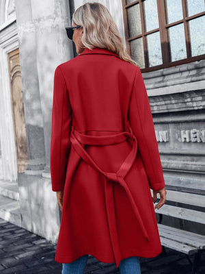 Double Button Belted Overcoat - Negative Apparel