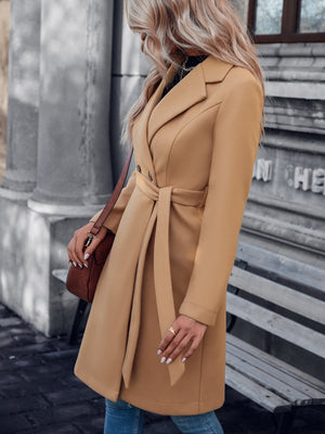 Double Button Belted Overcoat - Negative Apparel