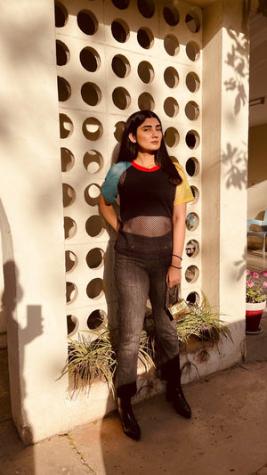 Elastic Waist Washed Jeans - Negative Apparel