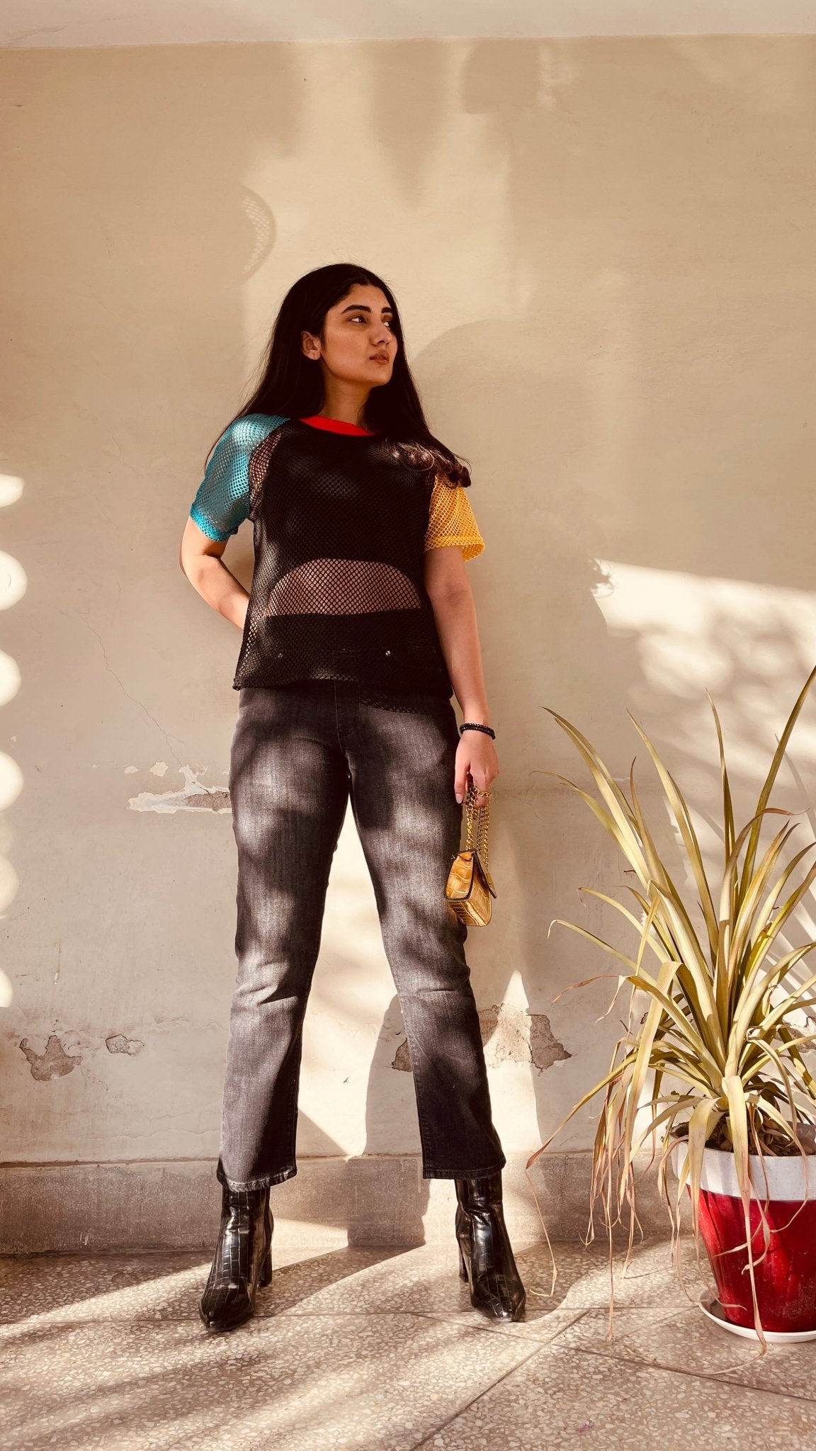 Elastic Waist Washed Jeans - Negative Apparel