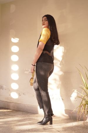 Elastic Waist Washed Jeans - Negative Apparel