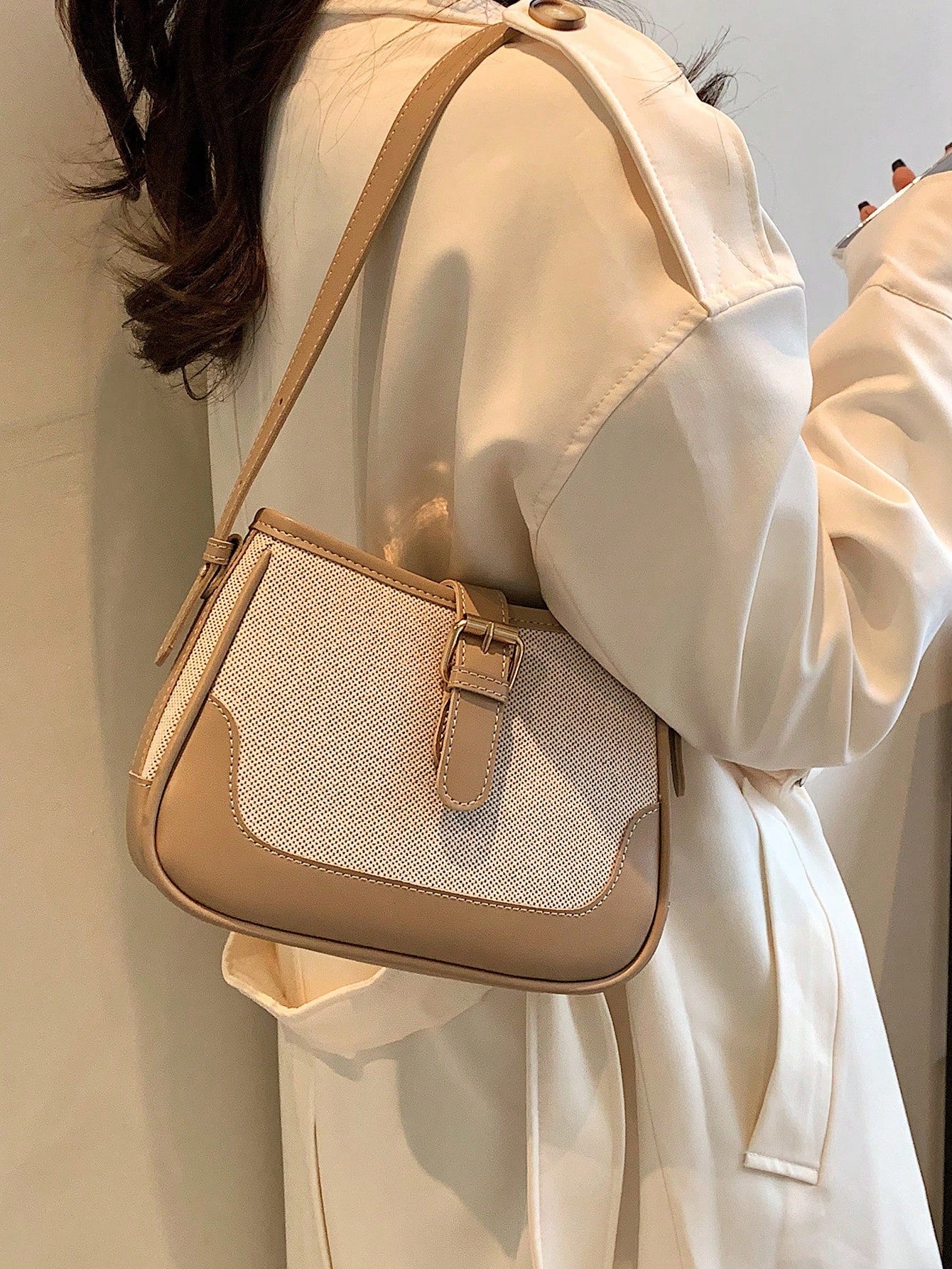Fashionable Linen Cloth Color Blocking Elegant Shoulder Cross-body Bag - Negative Apparel