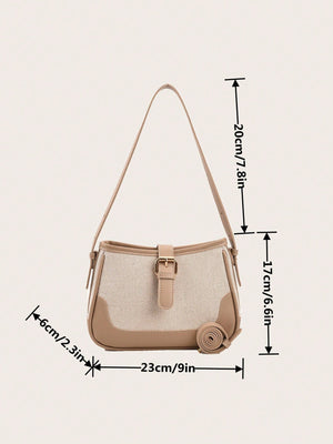 Fashionable Linen Cloth Color Blocking Elegant Shoulder Cross-body Bag - Negative Apparel
