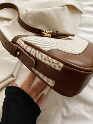 Fashionable Linen Cloth Color Blocking Elegant Shoulder Cross-body Bag - Negative Apparel
