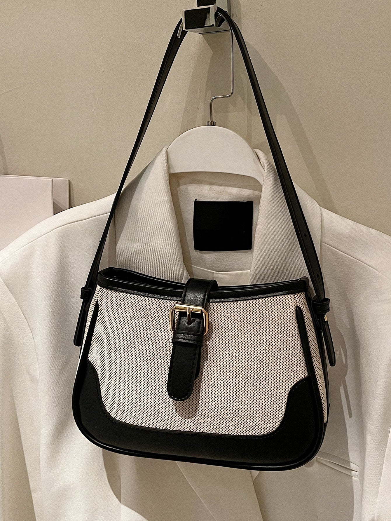 Fashionable Linen Cloth Color Blocking Elegant Shoulder Cross-body Bag - Negative Apparel