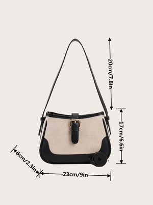 Fashionable Linen Cloth Color Blocking Elegant Shoulder Cross-body Bag - Negative Apparel