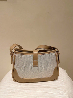 Fashionable Linen Cloth Color Blocking Elegant Shoulder Cross-body Bag - Negative Apparel