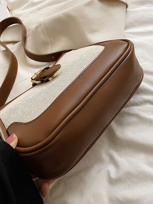 Fashionable Linen Cloth Color Blocking Elegant Shoulder Cross-body Bag - Negative Apparel