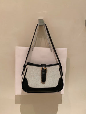 Fashionable Linen Cloth Color Blocking Elegant Shoulder Cross-body Bag - Negative Apparel