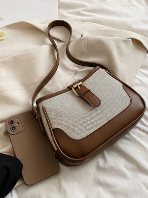 Fashionable Linen Cloth Color Blocking Elegant Shoulder Cross-body Bag - Negative Apparel