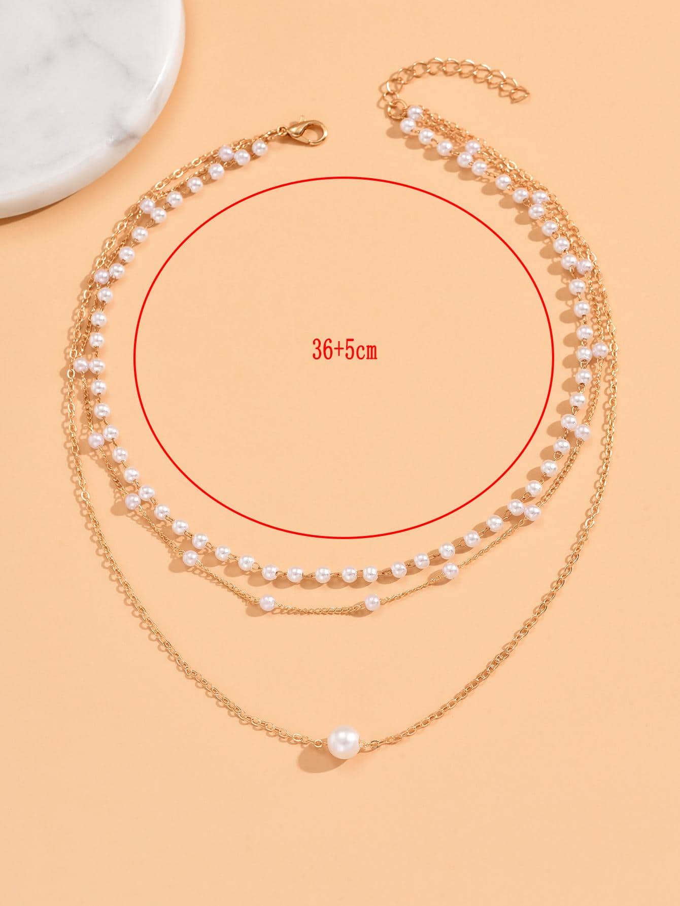 Faux Pearl Decor Layered Necklace - Negative Apparel
