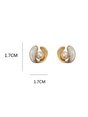 Faux Pearl Decor Stud Earrings - Negative Apparel