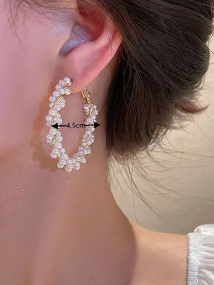 Faux Pearl Hoop Earrings With Unique Design and Sense of Style For Women - Negative Apparel