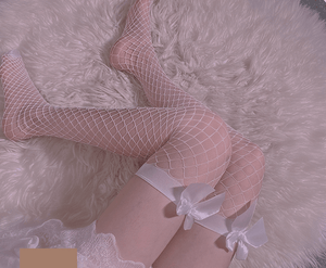 Fishnet Tights with Bow - Negative Apparel