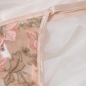 Floral Embroidered Mesh Lingerie Set - Negative Apparel