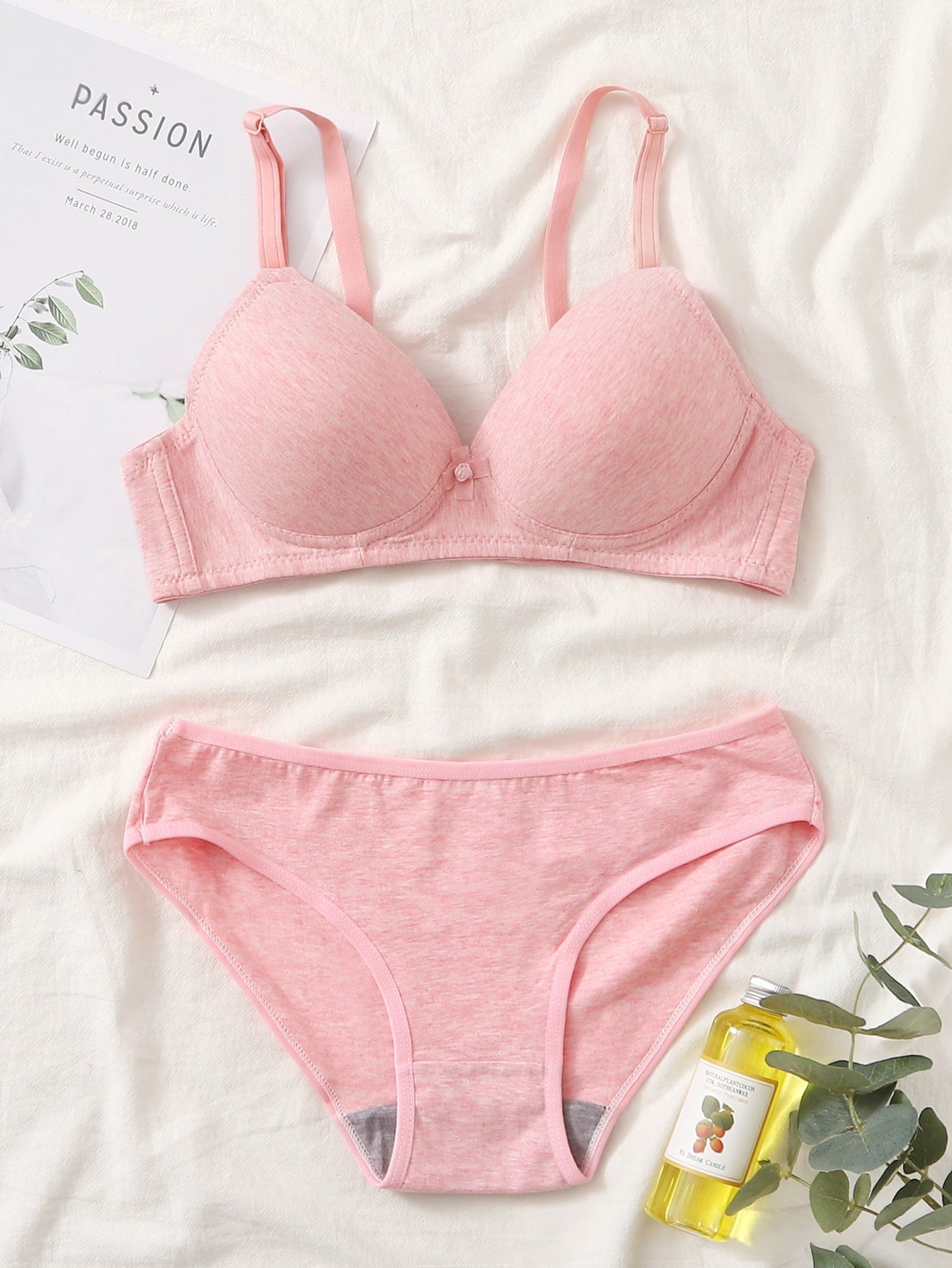 Full Cup Solid Lingerie Set - Negative Apparel
