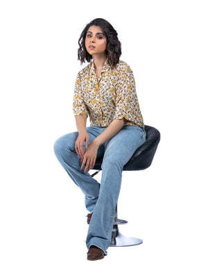 Irregular Waist Flare Leg Jeans - Negative Apparel